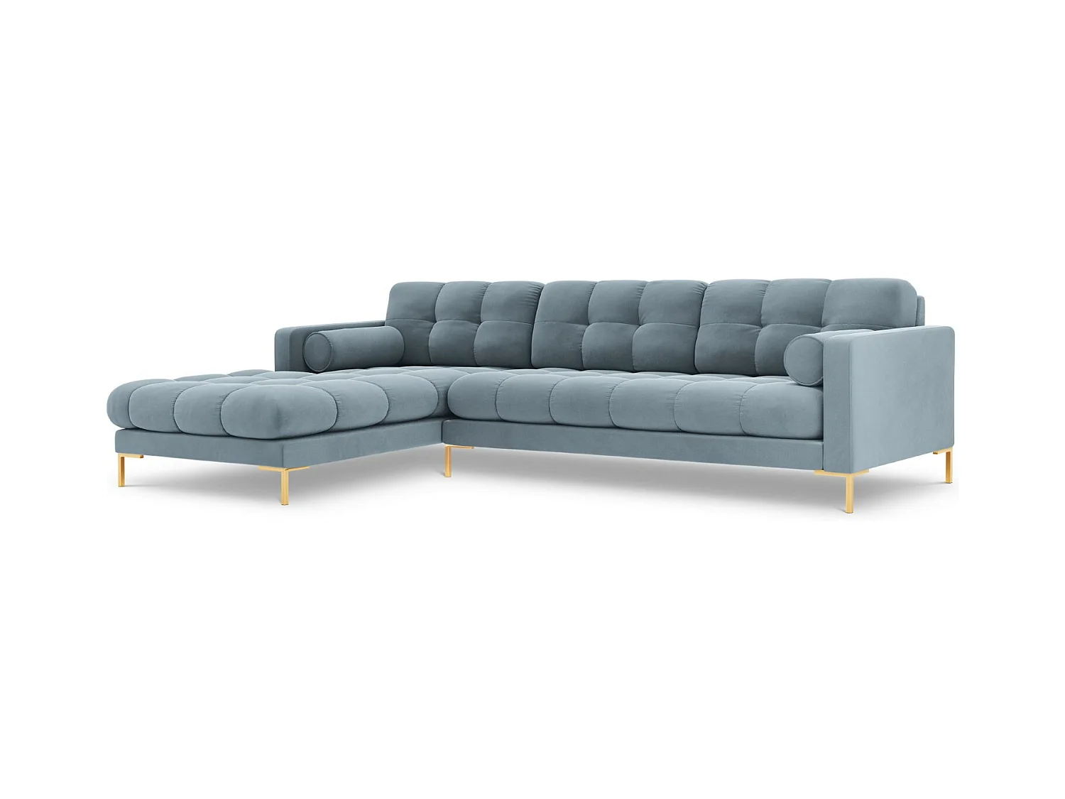 Cosmopolitan Design - Linker hoekbank "Bali" 5 zitplaatsen, Flueel, Lichtblauw - 293x185x75cm