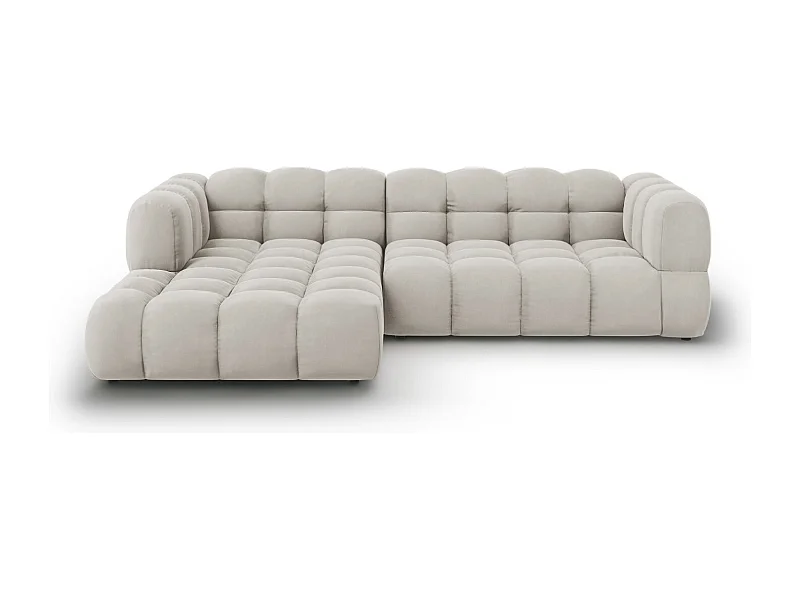 Cosmopolitan Design - 4-Sitzer modulares Ecksofa links "Sky" aus Samt leichtes beige - 272x162x75cm