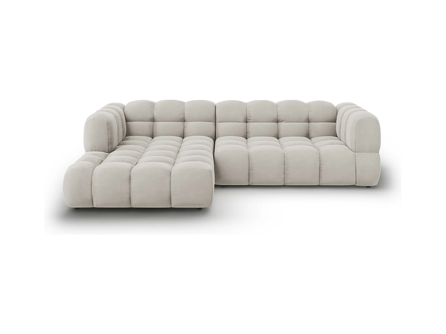Cosmopolitan Design - Modulaire hoekbank links "Sky" 4 zitplaatsen, Flueel, Lichtbeige - 272x162x75cm