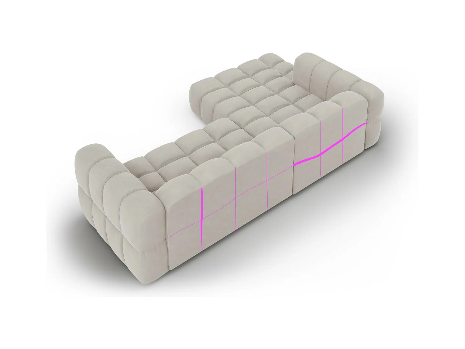 Cosmopolitan Design - Divano angolare modulare sinistro "Sky" 4 posti in velluto beige chiaro - 272x162x75cm