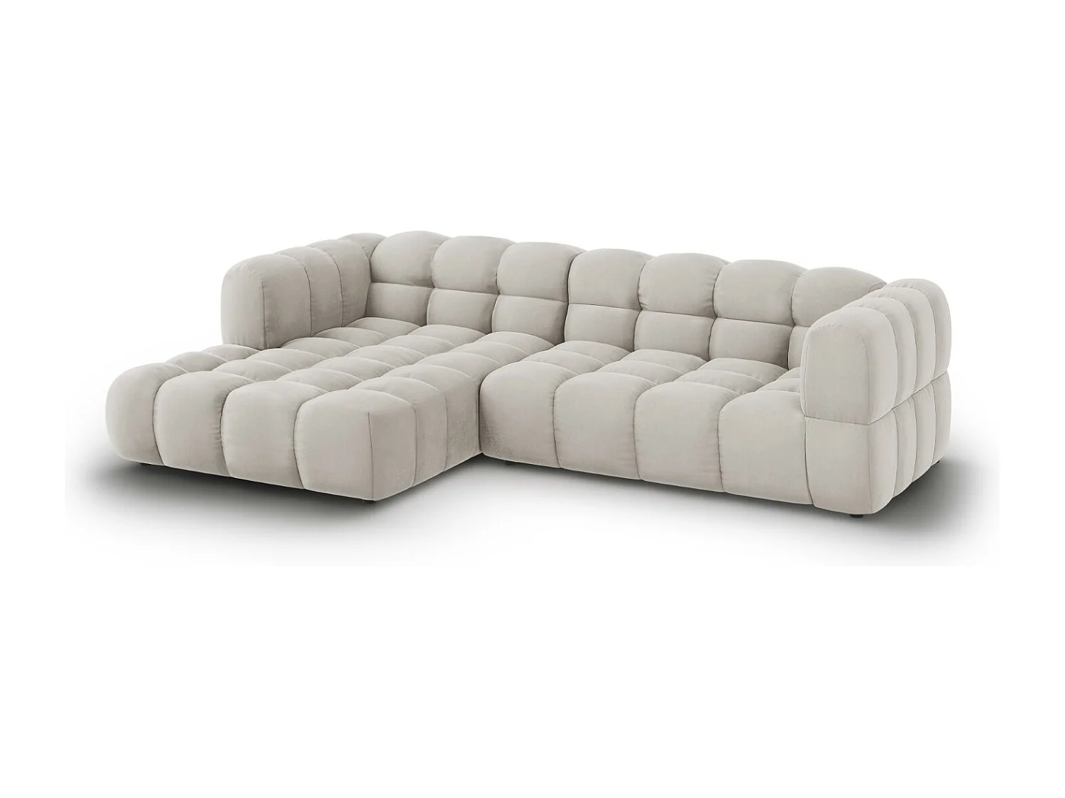 Cosmopolitan Design - Canapé d'angle gauche modulable "Sky" 4 places en velours beige clair - 272x162x75cm