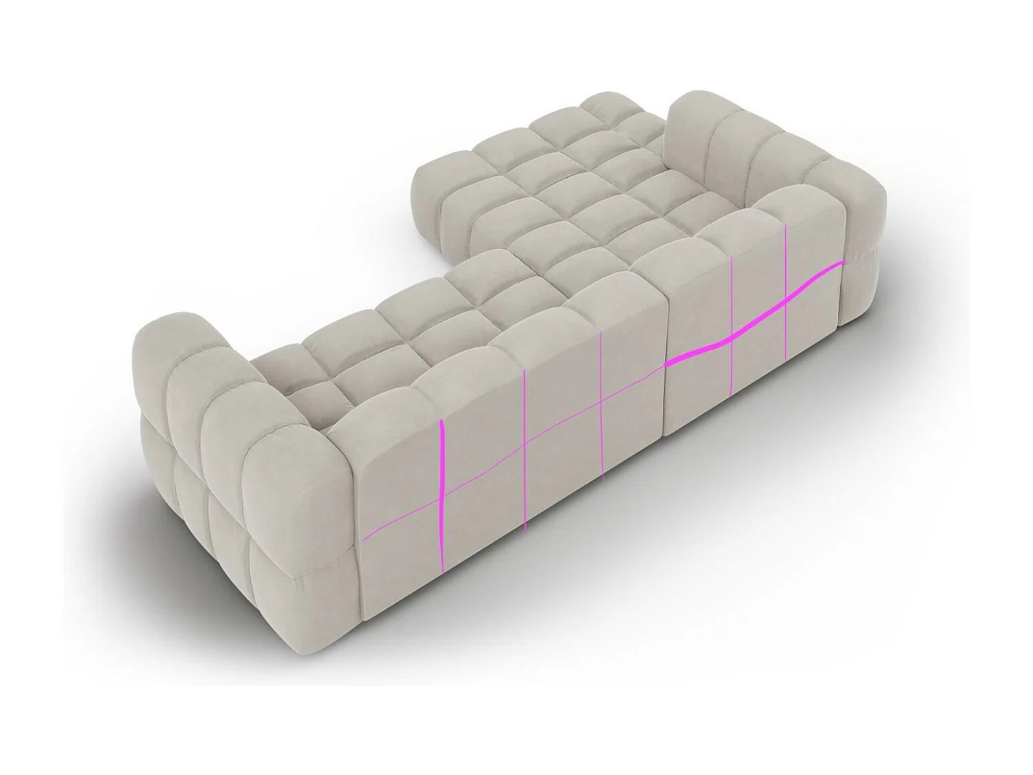 Cosmopolitan Design - Canapé d'angle gauche modulable "Sky" 4 places en velours beige clair - 272x162x75cm