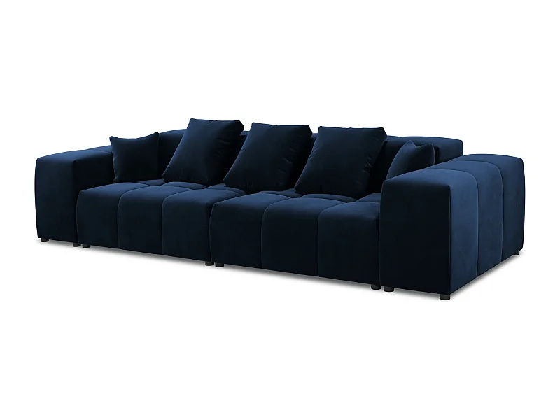 Cosmopolitan Design - Sofá modular "Rome" 3 lugares em veludo azul real - 320x120x75cm