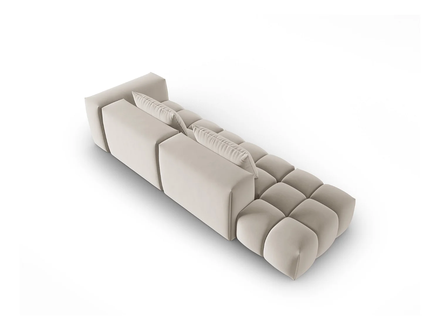 CXL by Christian Lacroix - Linker modulaire bank "Lorella" 3 zitplaatsen, Flueel, Ecru - 265x85x70cm