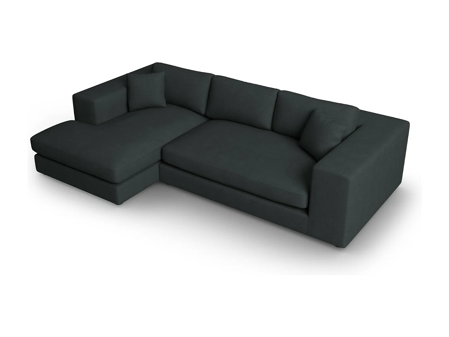 CXL by Christian Lacroix - Canapé d'angle gauche "Tendance" 5 places en velours côtelé noir - 282x174x72cm