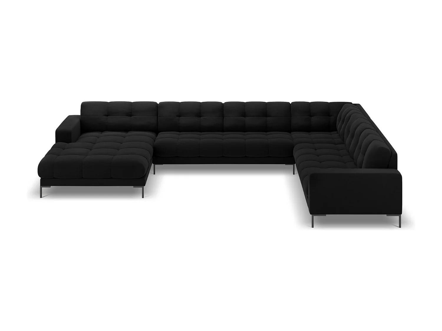 Cosmopolitan Design - Narożnik prawy panoramiczny, "Bali" 7 miejsc welur, czarny - 327x256x75cm