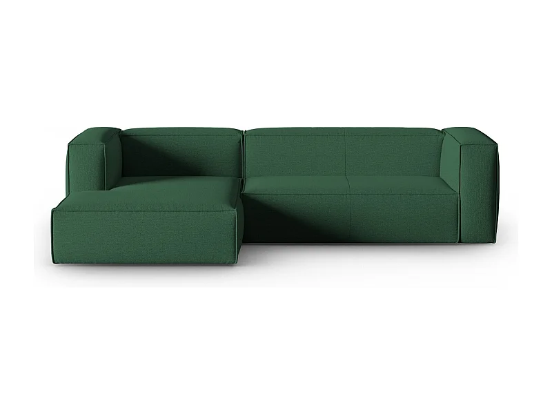 Cosmopolitan Design - Sofá de canto esquerdo "Mackay" 4 lugares em veludo estruturado verde - 282x166x73cm