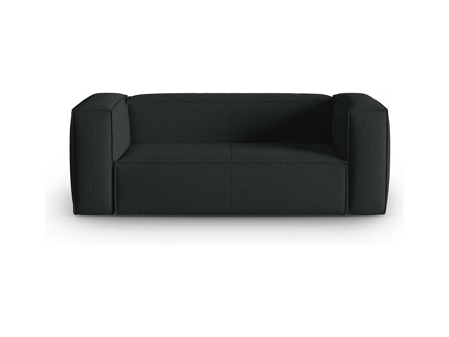 Cosmopolitan Design - Bank "Mackay" 2 zitplaatsen, Gestructureerd fluweel, Antraciet - 150x94x73cm