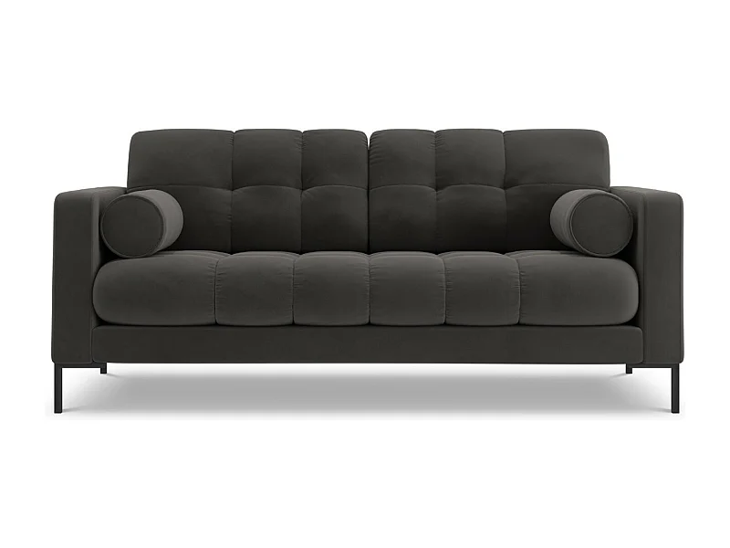 Cosmopolitan Design - Sofa, "Bali" 2 miejsca welur, szary ciemny - 152x92x75cm
