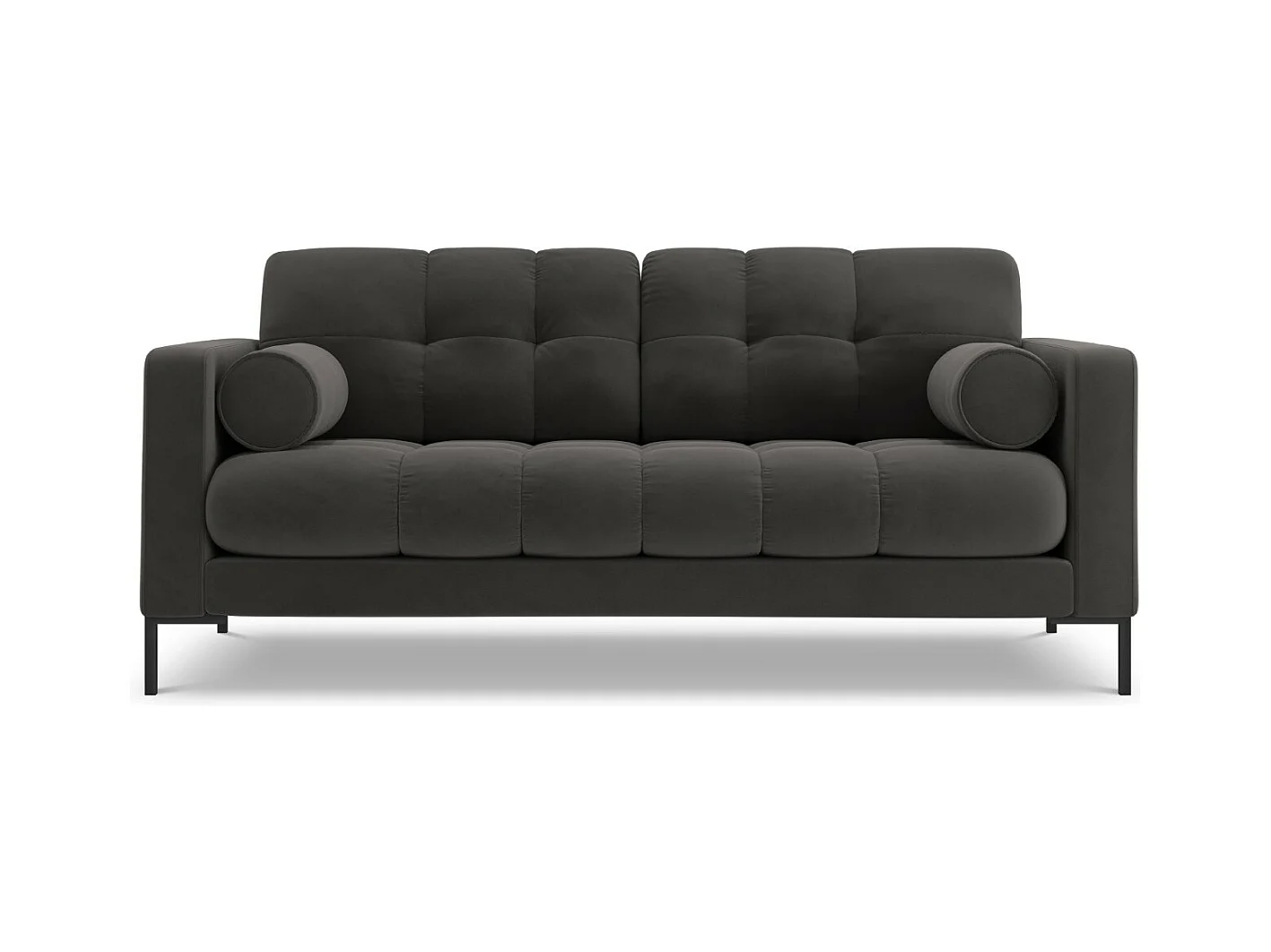 Cosmopolitan Design - Canapé "Bali" 2 places en velours gris foncé - 152x92x75cm