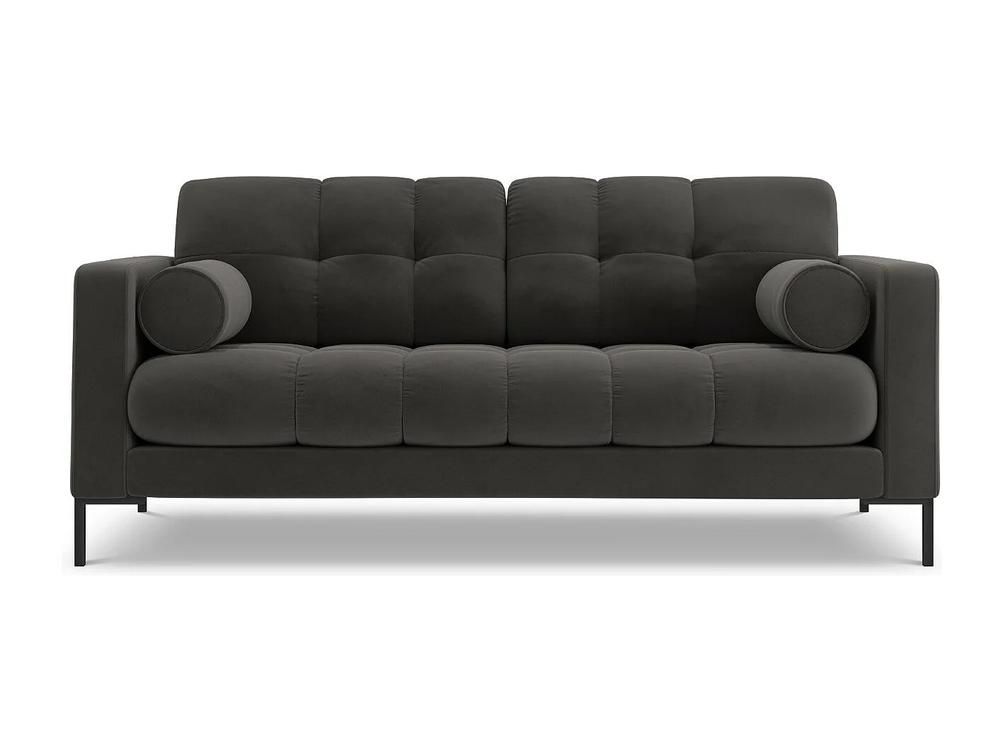 Cosmopolitan Design - Sofá "Bali" 2 lugares em veludo cinza escuro - 152x92x75cm