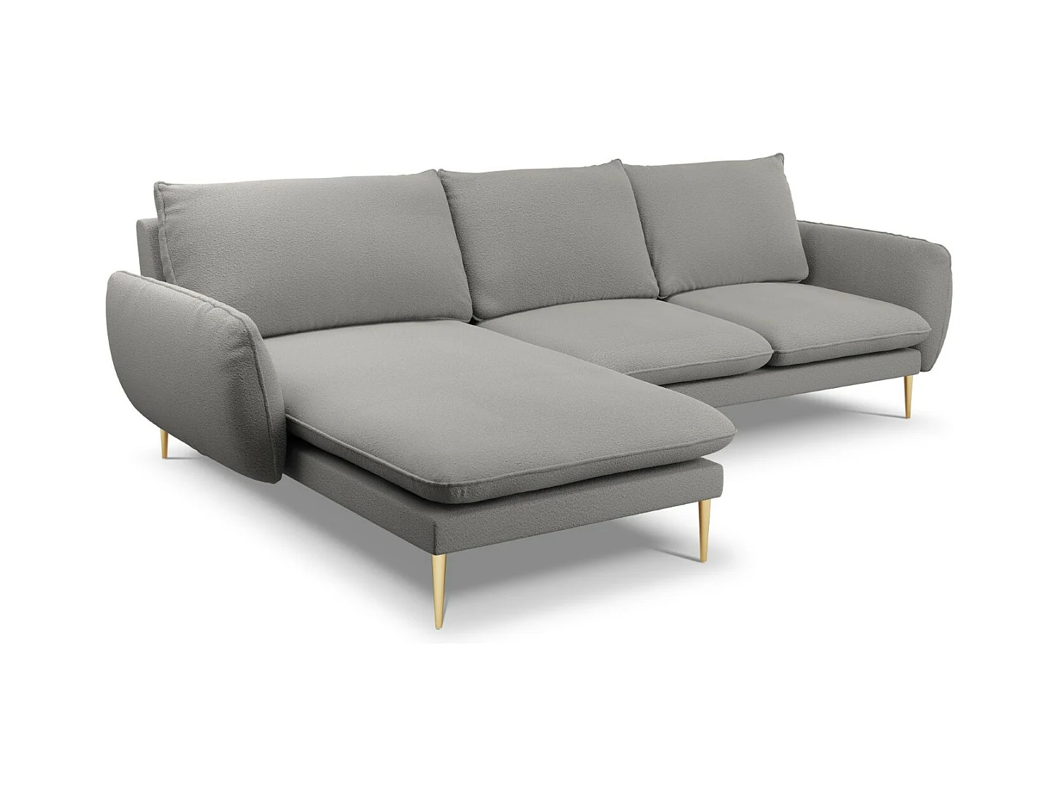 Cosmopolitan Design - Linker hoekbank "Vienna" 5 zitplaatsen, Boucle, Grijs - 255x170x95cm
