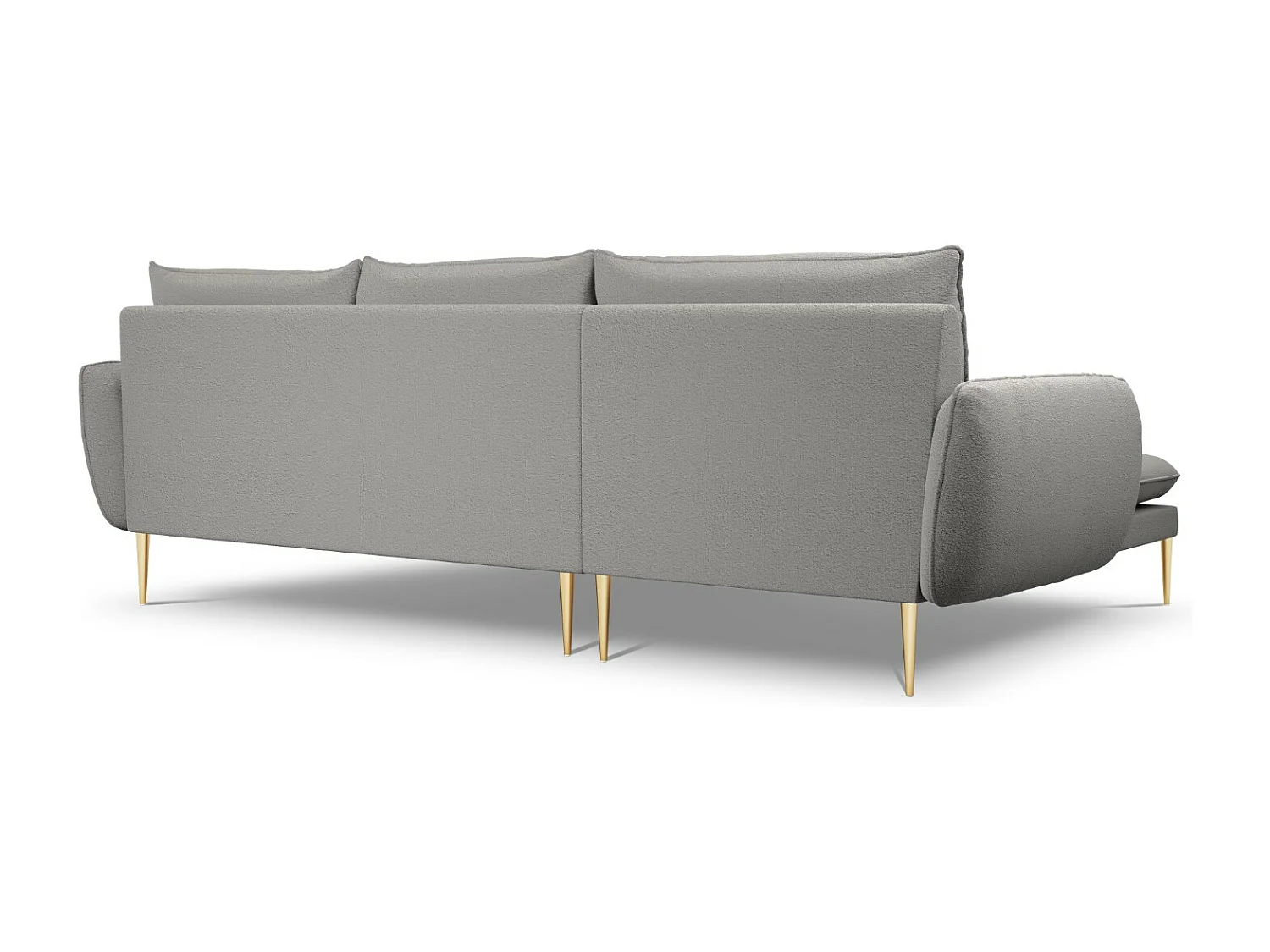 Cosmopolitan Design - Sofá de canto esquerdo "Vienna" 5 lugares em tecido bouclé cinza - 255x170x95cm