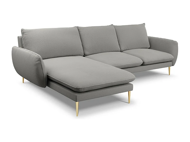 Cosmopolitan Design - Canapé d'angle gauche "Vienna" 5 places en bouclé gris - 255x170x95cm