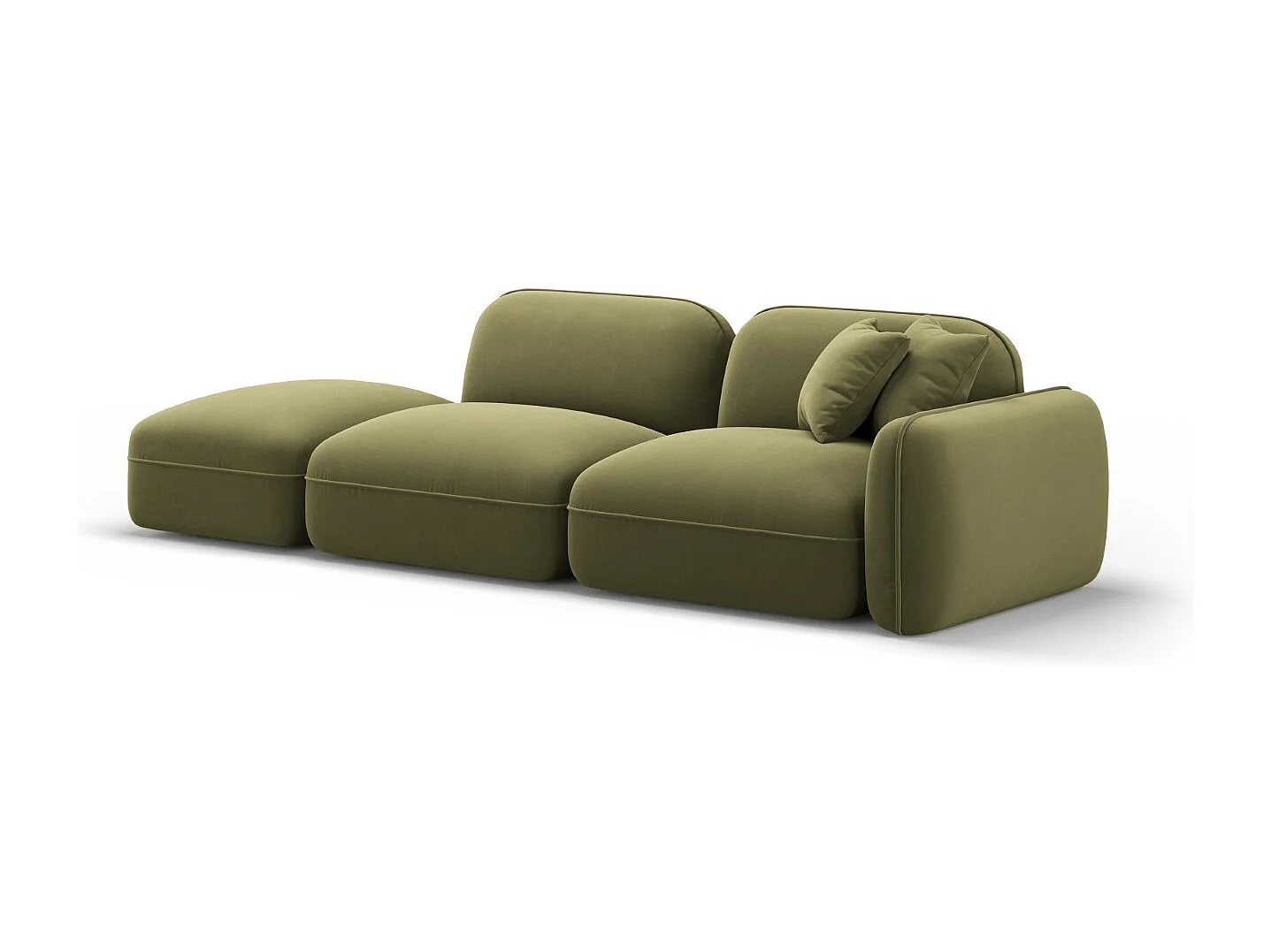 CXL by Christian Lacroix - Linker modulaire bank "Lucien" 3 zitplaatsen, Flueel, Lichtgroen - 295x90x70cm