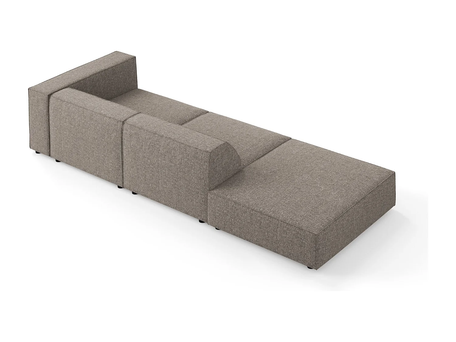 Cosmopolitan Design - Sofá esquerdo "Arendal" 4 lugares em tecido chenille cinza - 262x102x70cm