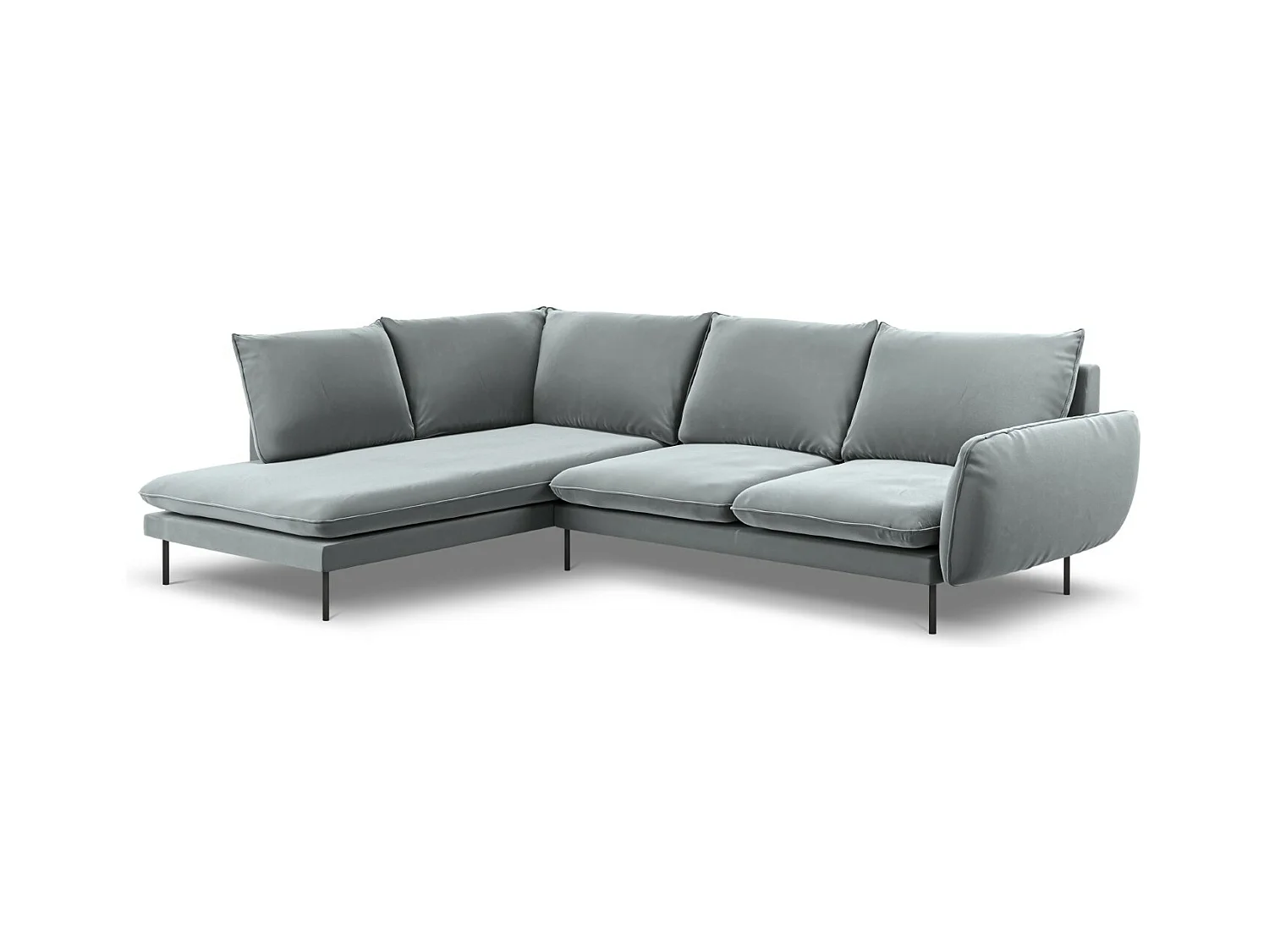 Cosmopolitan Design - Canapé d'angle gauche "Vienna" 6 places en velours gris clair - 275x185x95cm