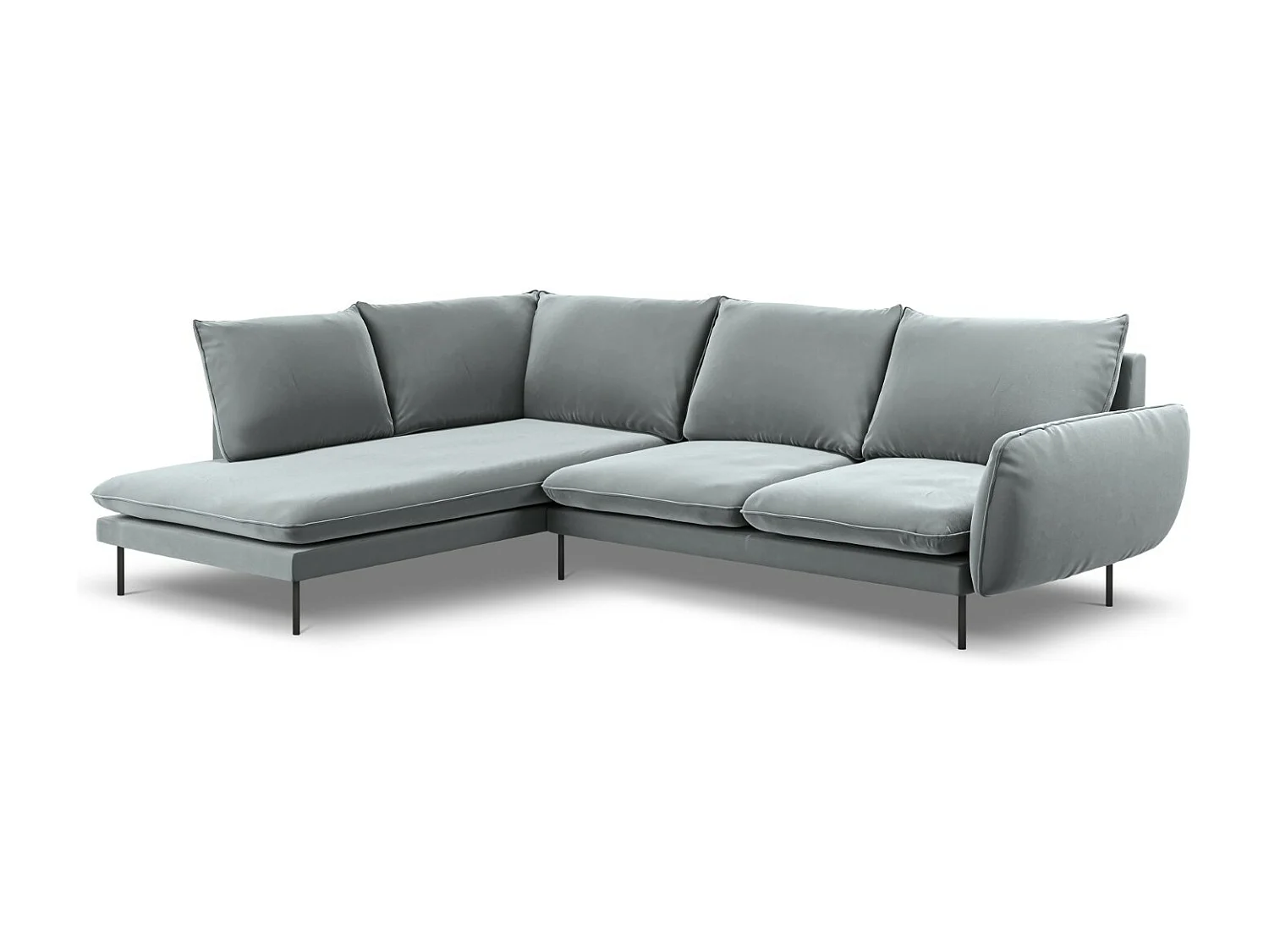 Cosmopolitan Design - Canapé d'angle gauche "Vienna" 6 places en velours gris clair - 275x185x95cm