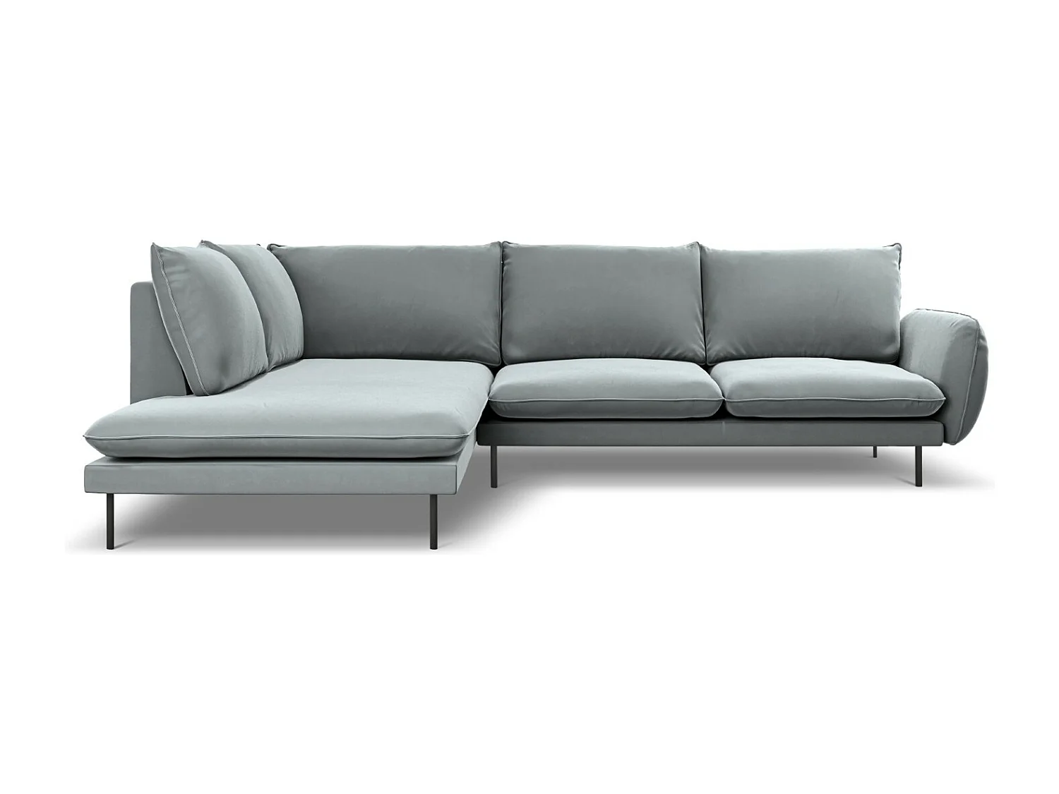 Cosmopolitan Design - Canapé d'angle gauche "Vienna" 6 places en velours gris clair - 275x185x95cm