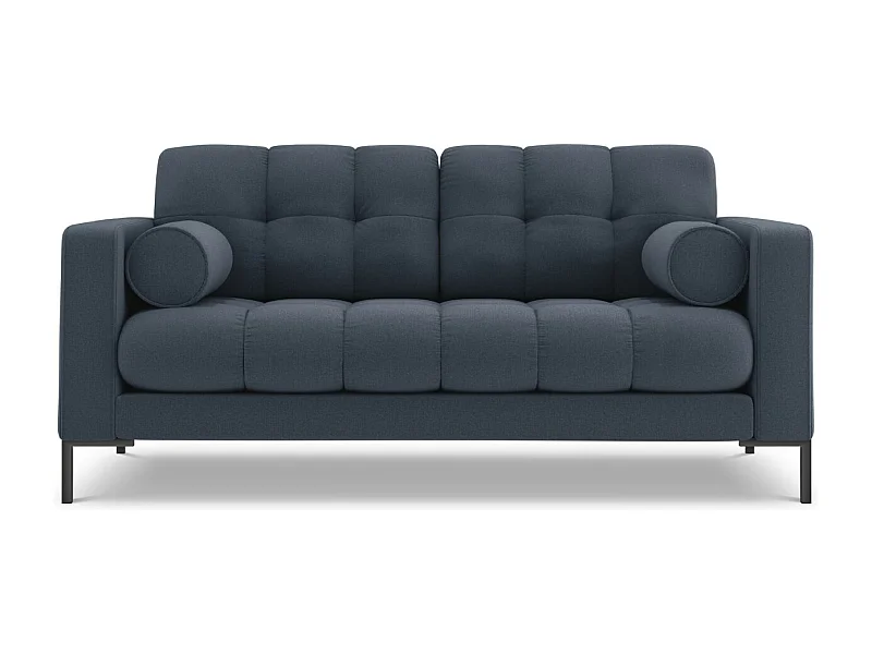 Cosmopolitan Design - 2-Sitzer Sofa "Bali" aus strukturiertem Stoff dunkelblau - 152x92x75cm