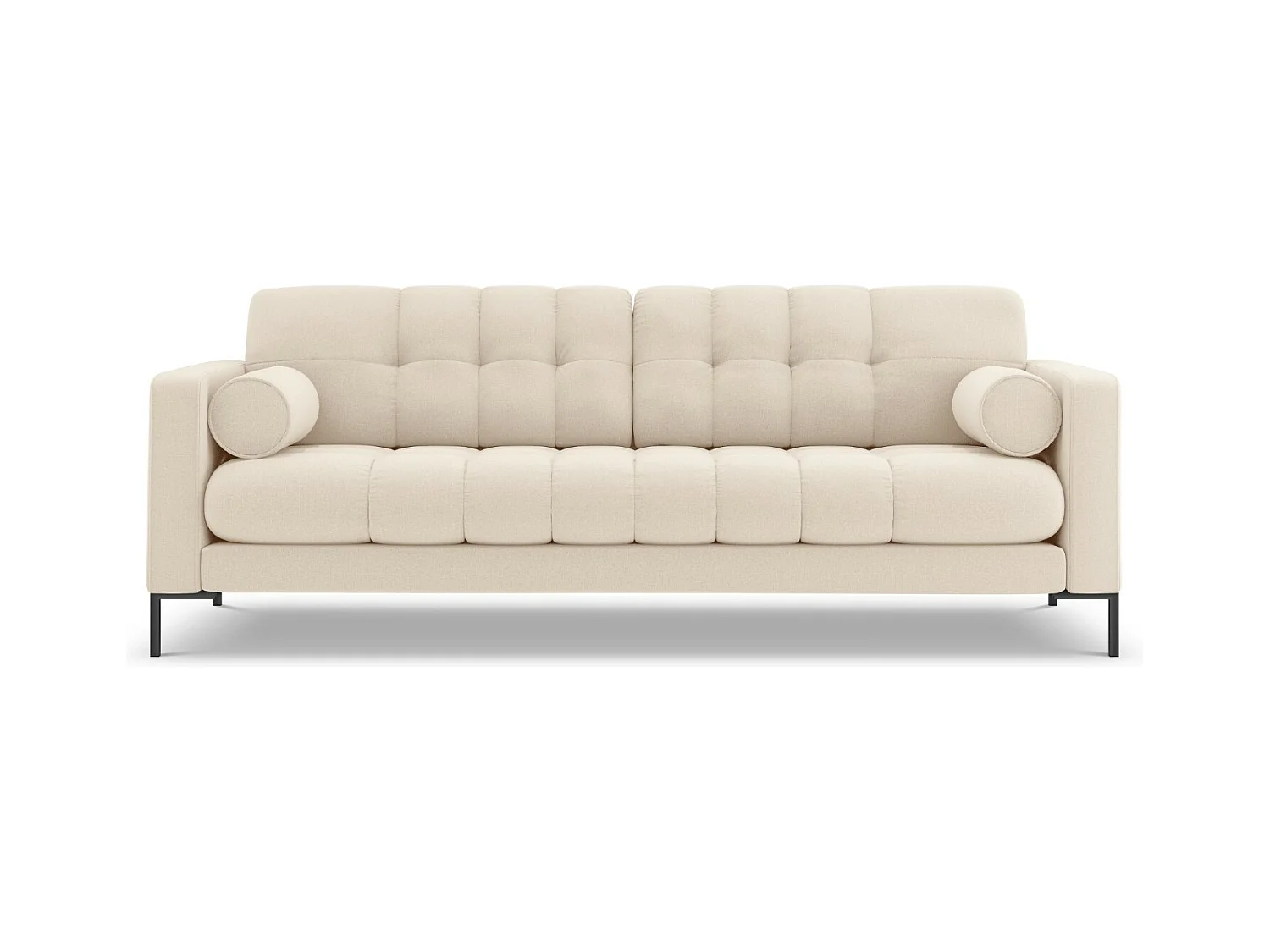 Cosmopolitan Design - Bank "Bali" 4 zitplaatsen, Structurele stof, Lichtbeige - 217x92x75cm