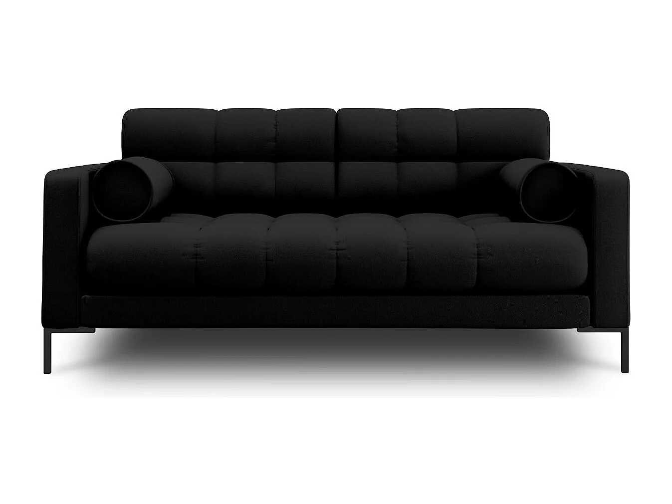 Cosmopolitan Design - 2-Sitzer Sofa "Bali" aus strukturiertem Stoff schwarz - 152x92x75cm
