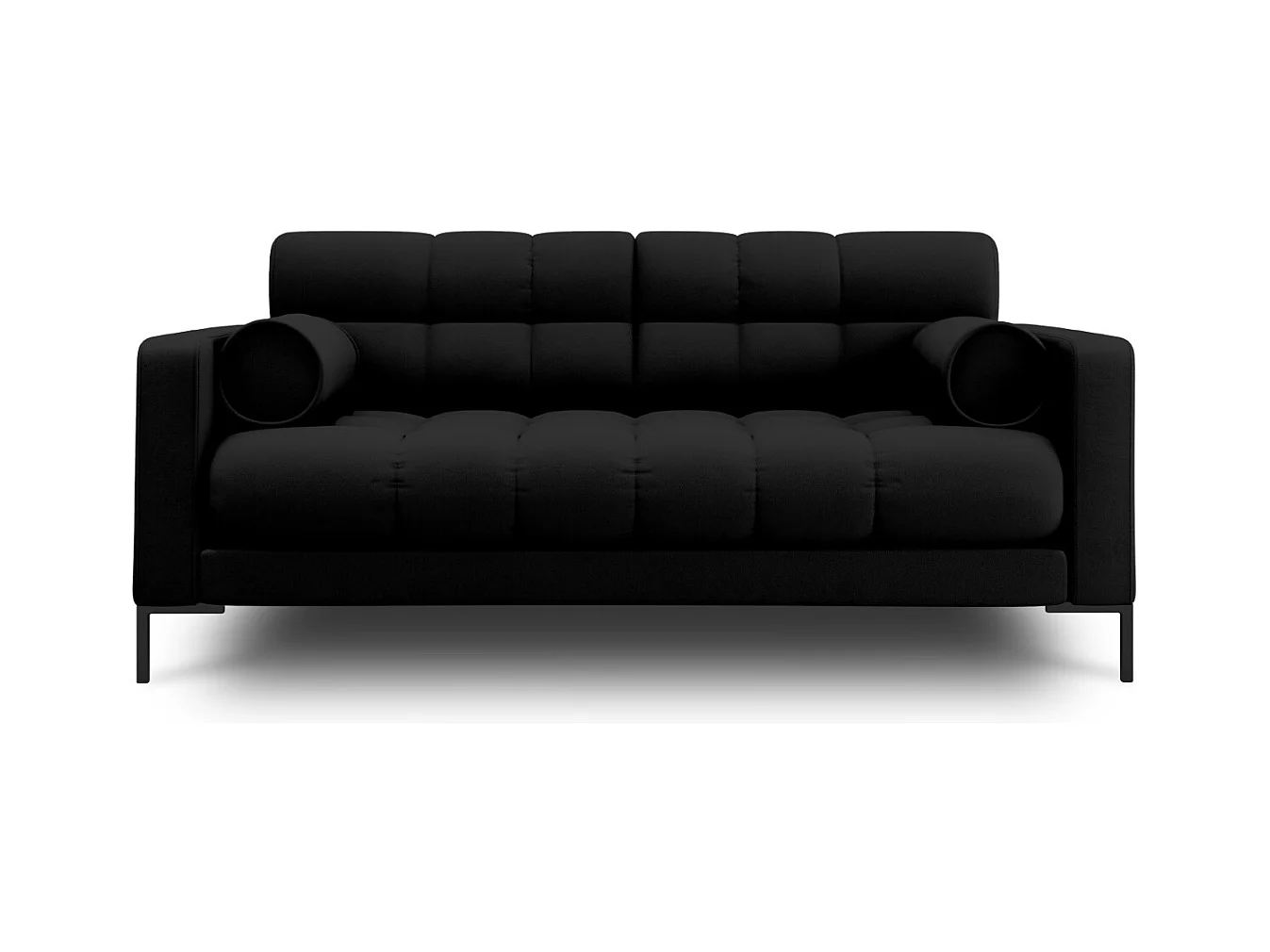 Cosmopolitan Design - Bank "Bali" 2 zitplaatsen, Structurele stof, Zwart - 152x92x75cm
