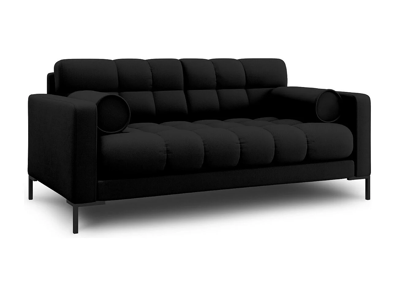 Cosmopolitan Design - Sofá "Bali" 2 lugares em tecido estrutural preto - 152x92x75cm