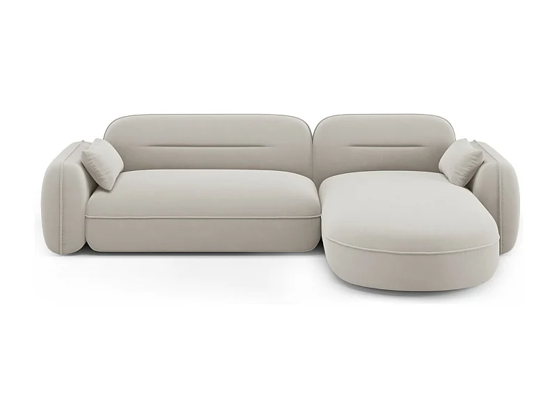 Cosmopolitan Design - 4-Sitzer modulares Ecksofa rechts "Sydney" aus Samt leichtes beige - 275x165x70cm