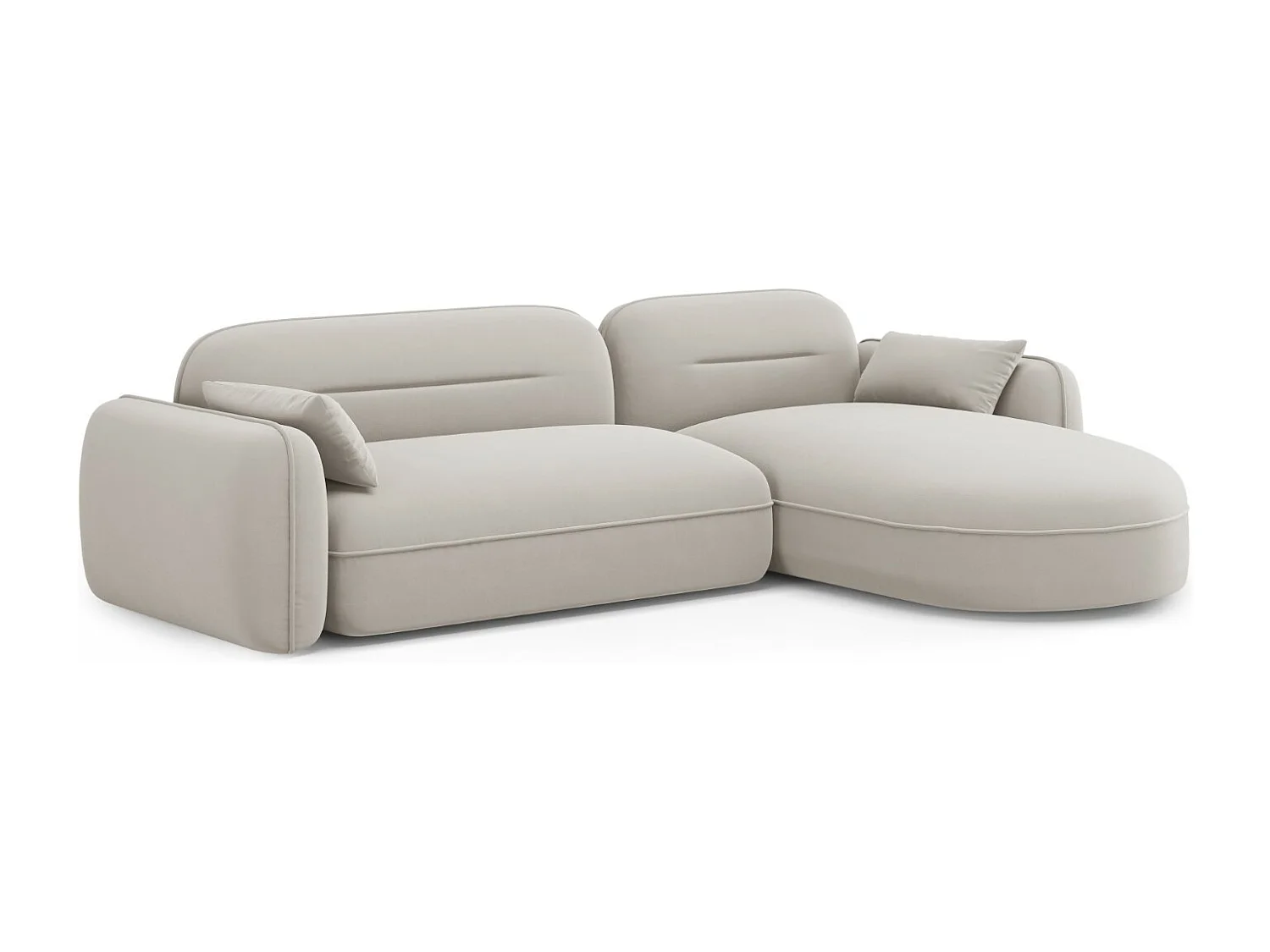 Cosmopolitan Design - Modulaire hoekbank rechts "Sydney" 4 zitplaatsen, Flueel, Lichtbeige - 275x165x70cm