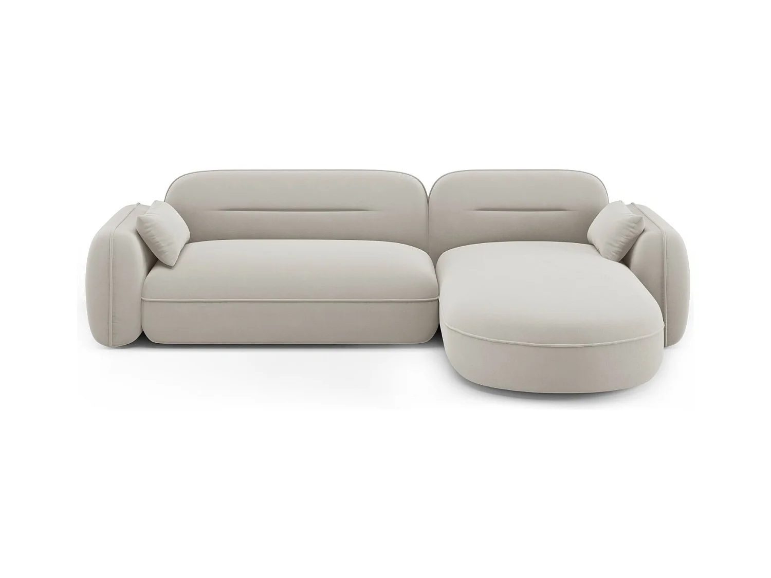 Cosmopolitan Design - Modulaire hoekbank rechts "Sydney" 4 zitplaatsen, Flueel, Lichtbeige - 275x165x70cm