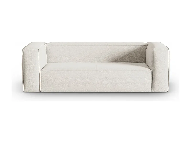 Cosmopolitan Design - Canapé "Mackay" 3 places en velours structuré ivoire - 200x94x73cm