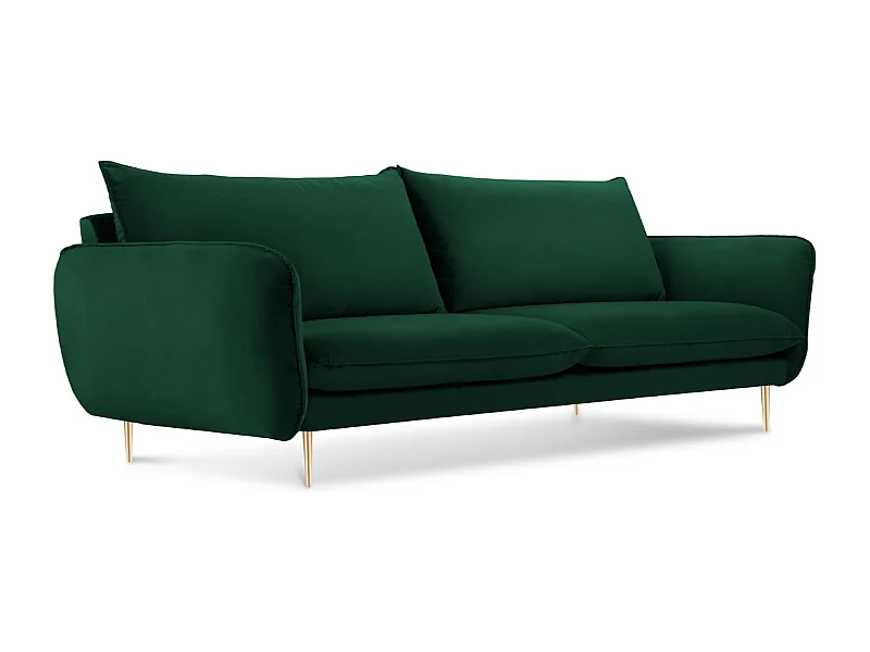Cosmopolitan Design - Bank "Vienna" 3 zitplaatsen, Flueel, Flessengroen - 200x92x95cm
