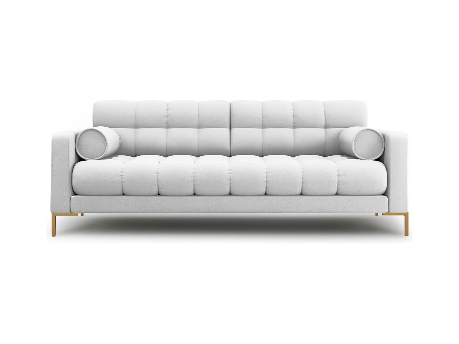 Cosmopolitan Design - Bank "Bali" 4 zitplaatsen, Structurele stof, Lichtgrijs - 217x92x75cm