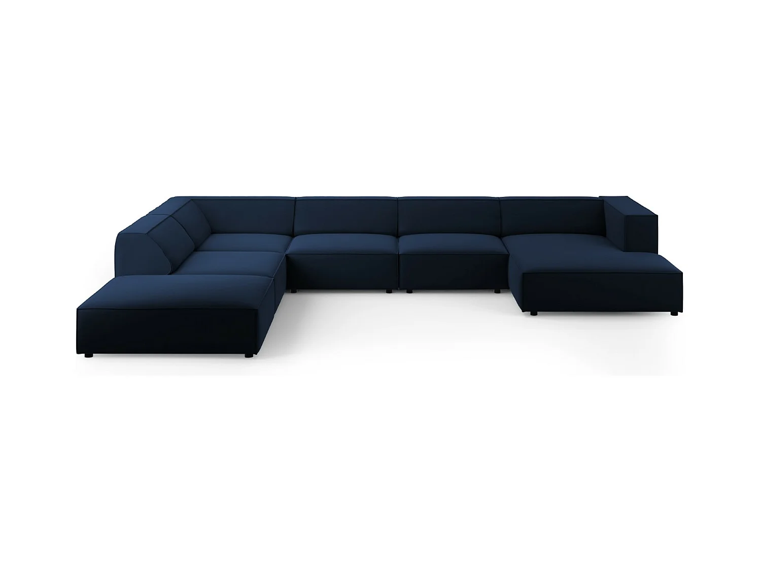 Cosmopolitan Design - Panoramische hoekbank links "Arendal" 7 zitplaatsen, Flueel, Koningsblauw - 364x262x70cm