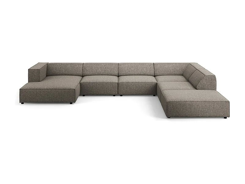 Cosmopolitan Design - Panoramische hoekbank rechts "Arendal" 7 zitplaatsen, Chenille, Grijs - 364x262x70cm