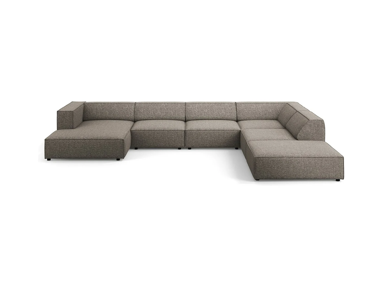 Cosmopolitan Design - Canapé d'angle droit panoramique "Arendal" 7 places en chenille gris - 364x262x70cm