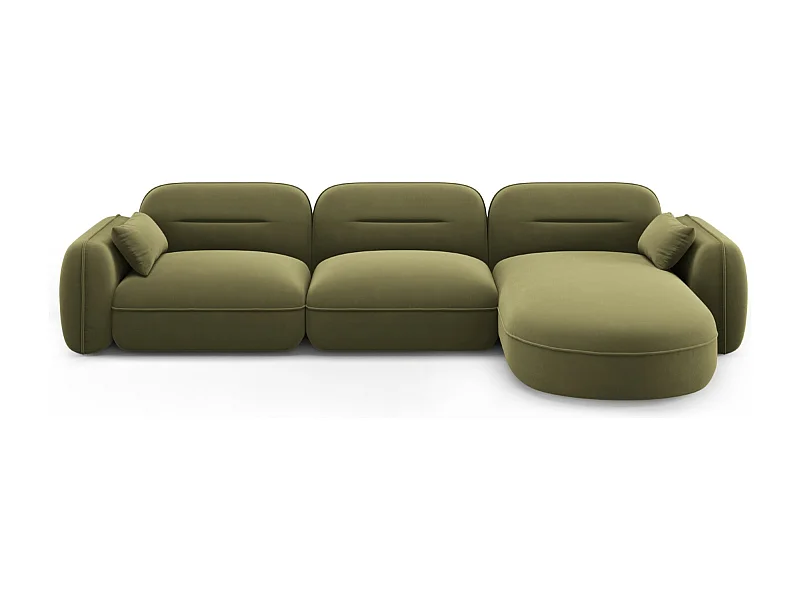 Cosmopolitan Design - Canapé d'angle droit modulable "Sydney" 4 places en velours vert clair - 320x165x70cm