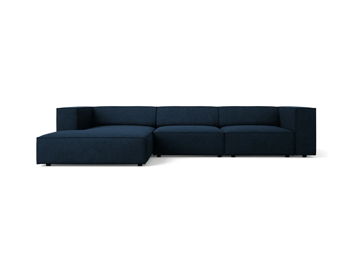 Cosmopolitan Design - Linker hoekbank "Arendal" 4 zitplaatsen, Chenille met ribbeleffect, Koningsblauw - 284x166x70cm