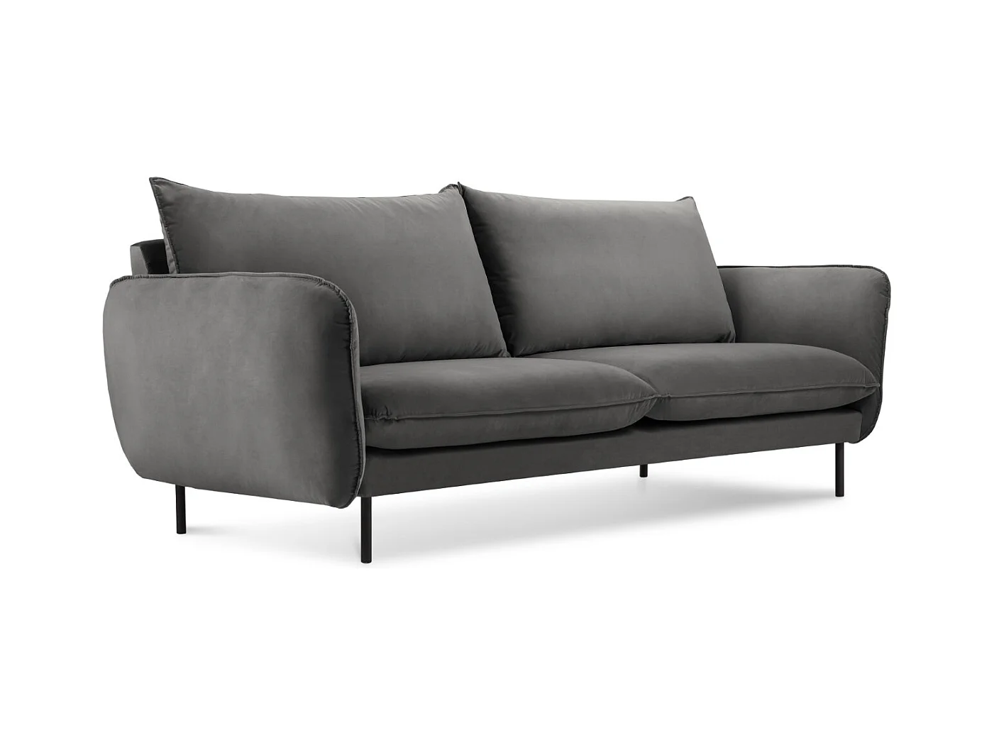 Cosmopolitan Design - Canapé "Vienna" 2 places en velours gris - 160x92x95cm