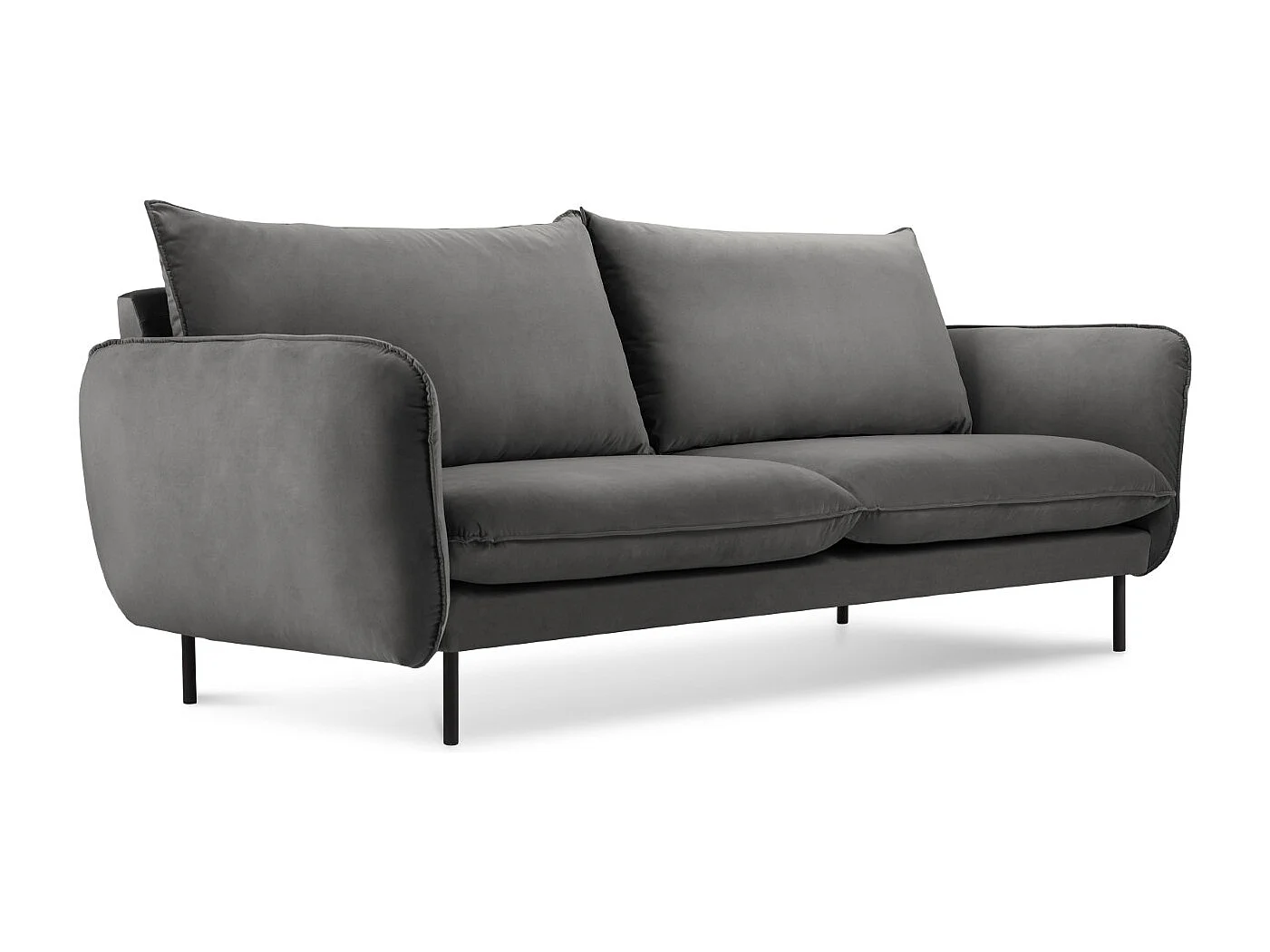 Cosmopolitan Design - 2-Sitzer Sofa "Vienna" aus Samt grau - 160x92x95cm