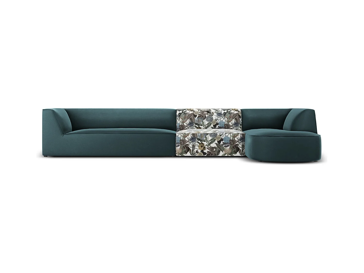 CXL by Christian Lacroix - Rechter hoekbank "Charles" 5 zitplaatsen, Flueel, lichtblauw tuinpatroon, blauw - 366x180x69cm