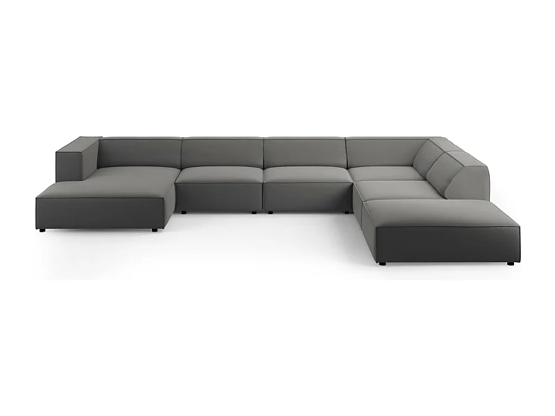 Cosmopolitan Design - Narożnik prawy panoramiczny, "Arendal" 7 miejsc welur, cement - 364x262x70cm