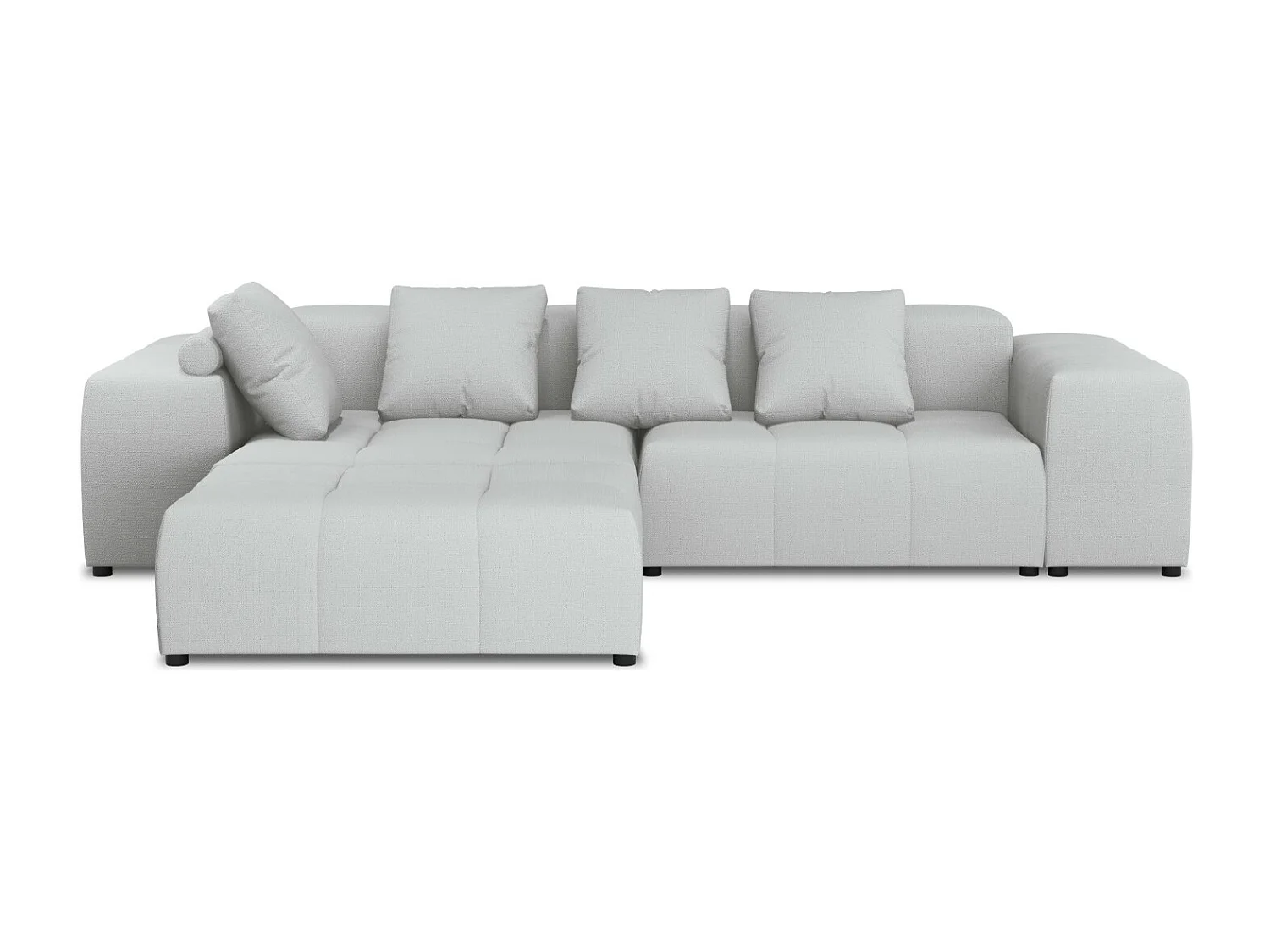 Cosmopolitan Design - Divano angolare modulare reversibile "Rome" 5 posti in tessuto strutturato grigio chiaro - 320x240x75cm