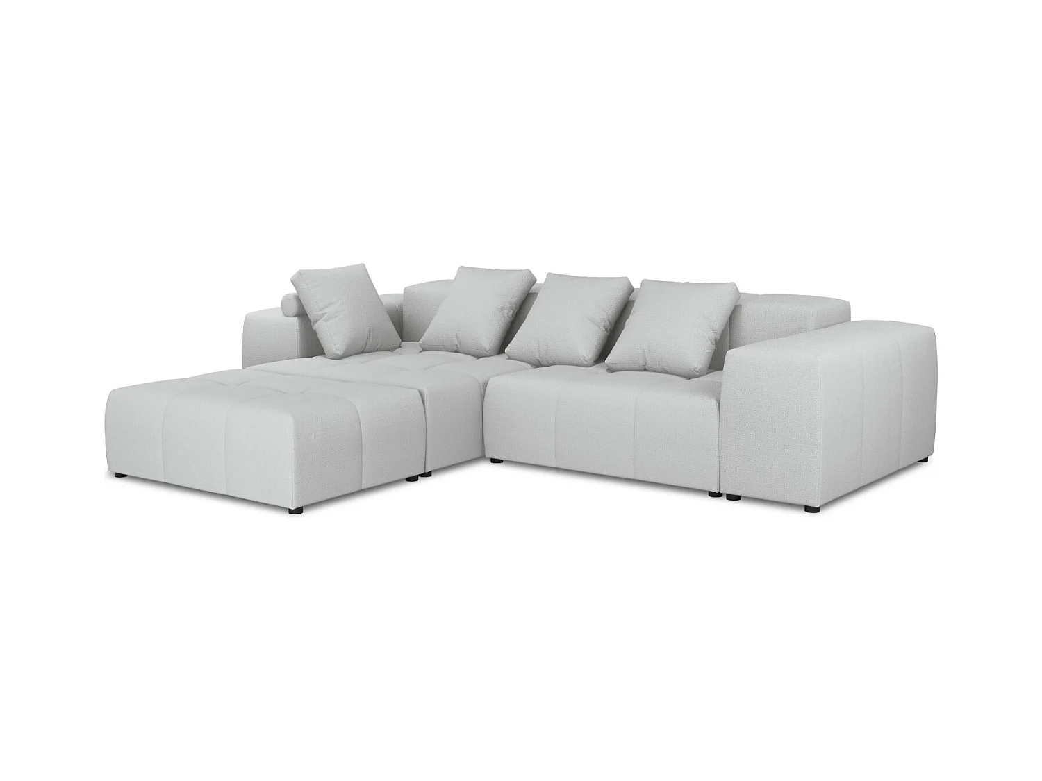 Cosmopolitan Design - Symmetrische modulaire hoekbank "Rome" 5 zitplaatsen, Structurele stof, Lichtgrijs - 320x240x75cm