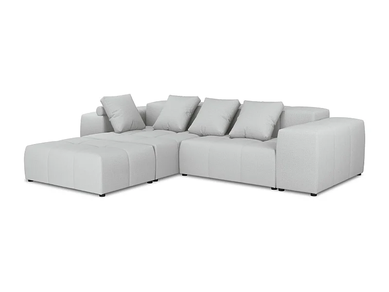 Cosmopolitan Design - Canapé d'angle symétrique modulable "Rome" 5 places en tissu structurel gris clair - 320x240x75cm