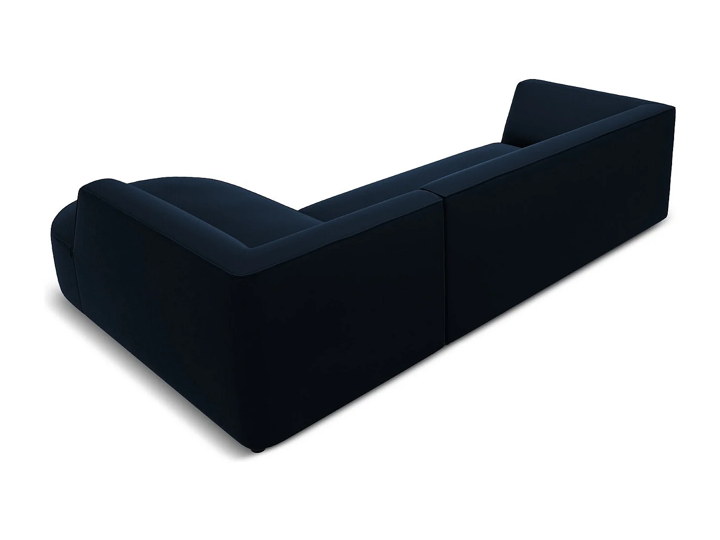 CXL by Christian Lacroix - Canapé d'angle droit "Charles" 4 places en velours bleu foncé - 273x180x69cm