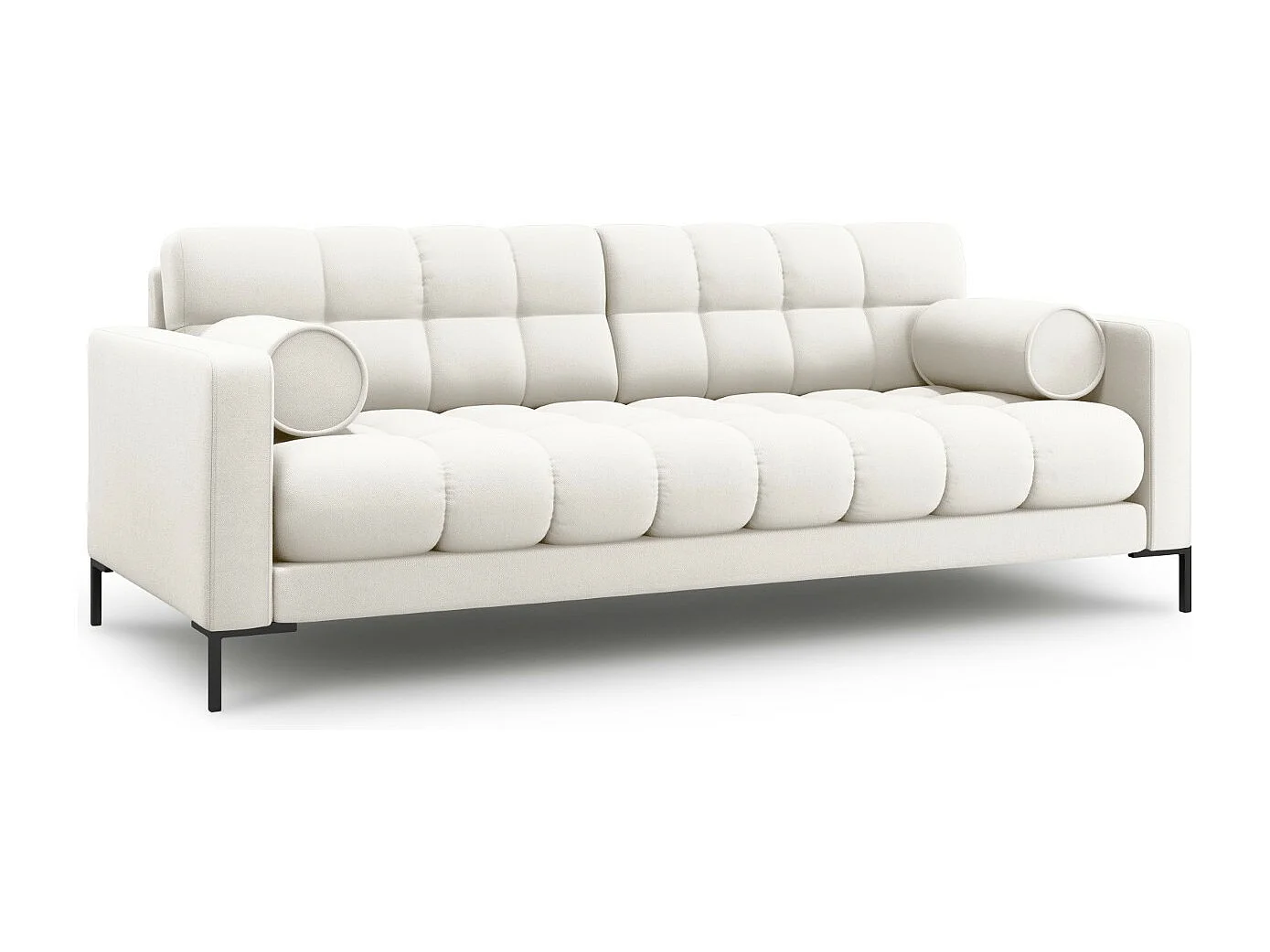 Cosmopolitan Design - Bank "Bali" 4 zitplaatsen, Structurele stof, Lichtbeige - 217x92x75cm