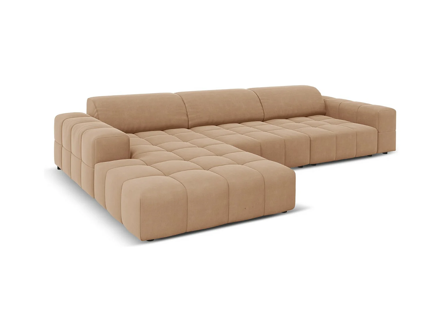 CXL by Christian Lacroix - Linker hoekbank "Luc" 4 zitplaatsen, Flueel, Donkerbeige - 284x166x70cm