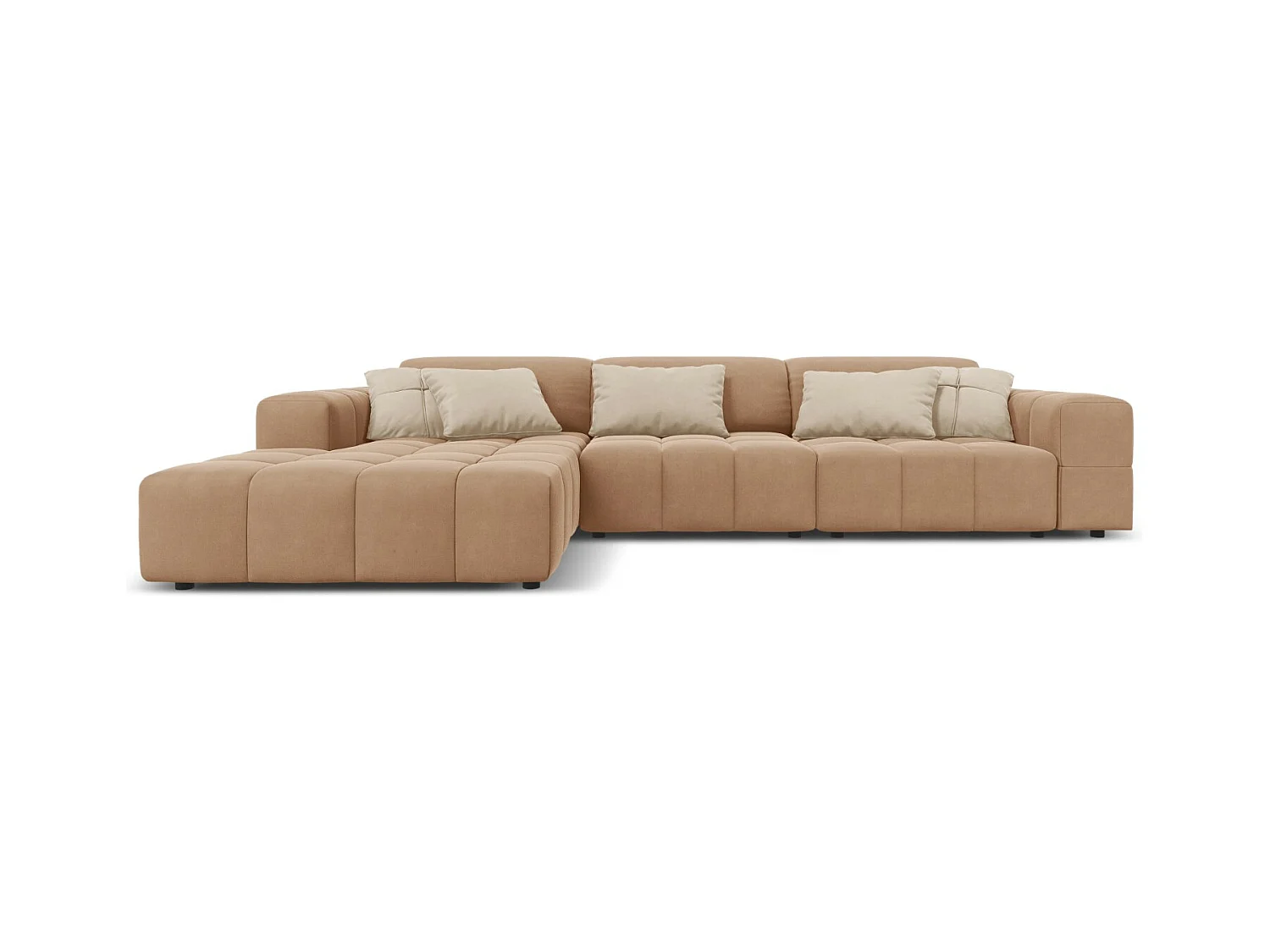 CXL by Christian Lacroix - Linker hoekbank "Luc" 4 zitplaatsen, Flueel, Donkerbeige - 284x166x70cm